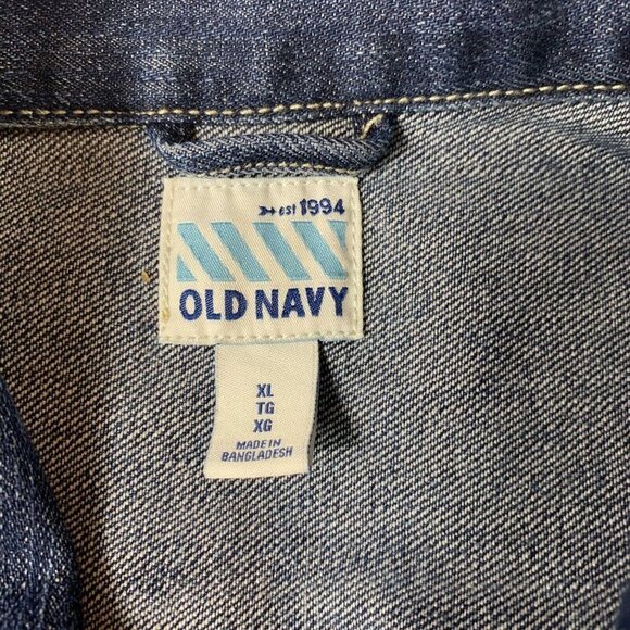 Old Navy Girls XL Jean Jacket Dark Wash Adjustable Waist Size -Like New - Picture 5 of 8